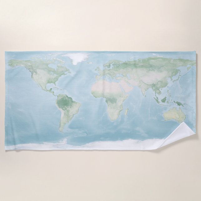 Explorer Map of the Earth's Surface Beach Towel (Front)