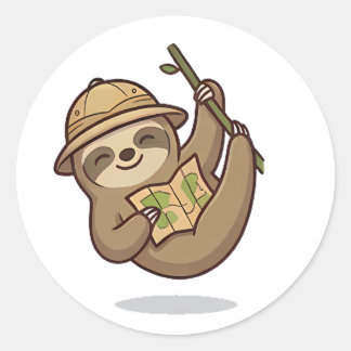 Explorer Sloth Classic Round Sticker