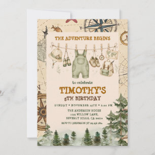 Explorer The Adventure Begins Boy Birthday Invitation