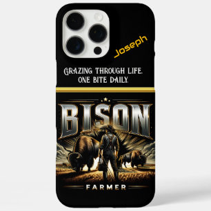 Exploring Bison Farm on Sunny Prairie iPhone 16 Pro Max Case