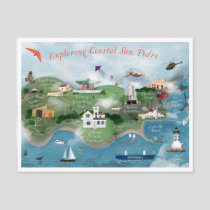 Exploring Coastal San Pedro Illustration Photo Postcard