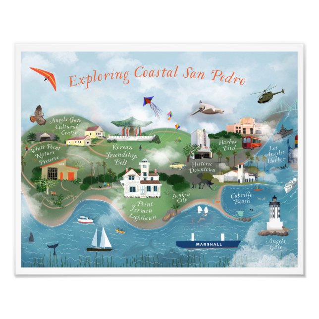 Exploring Coastal San Pedro Illustration Photo Print (Front)