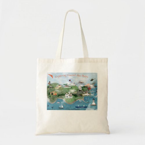 Exploring Coastal San Pedro Illustration Tote Bag