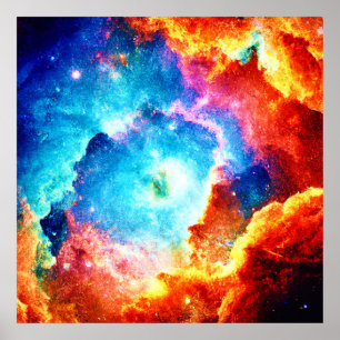Exploring Colorful Nebula Art Poster