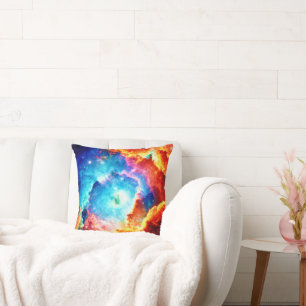 Exploring Colorful Nebula Art Throw Pillow