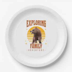 Exploring Family Bear Vintage Vacation Adventure Paper Plates
