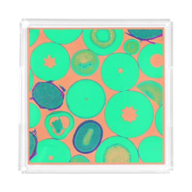 Exploring Our Stylish Green Patterns Art Acrylic Tray (Front)