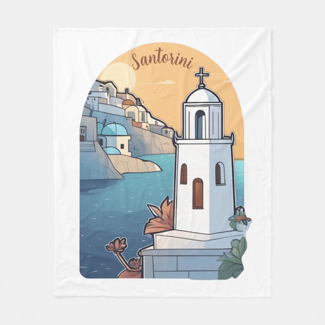 Exploring Santorini, Greece Fleece Blanket (Front)
