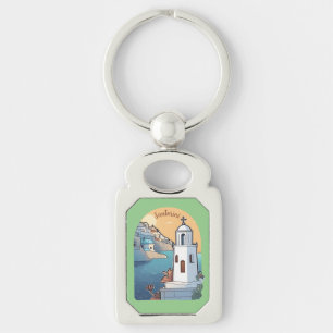 Exploring Santorini, Greece Keychain