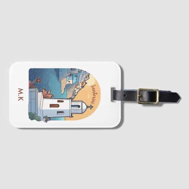 Exploring Santorini, Greece Luggage Tag (Front Horizontal)