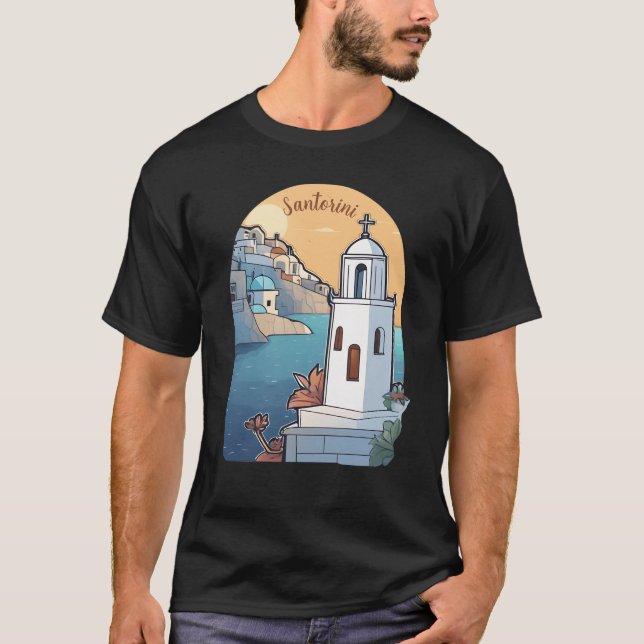 Exploring Santorini, Greece T-Shirt (Front)