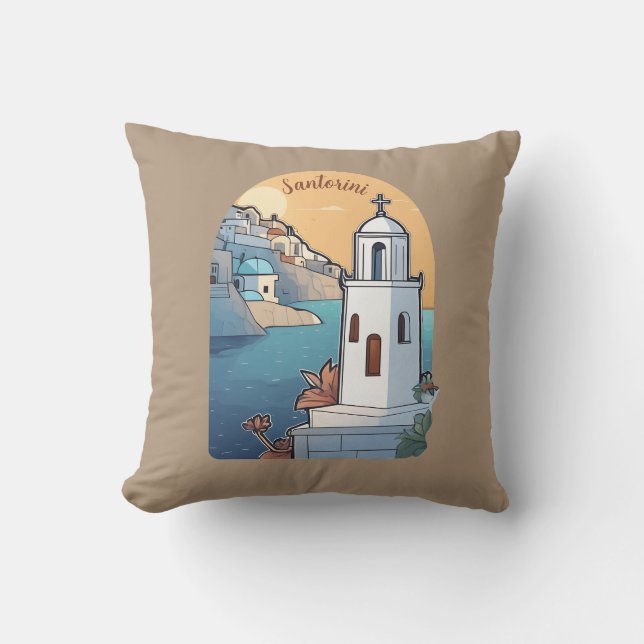 Exploring Santorini, Greece Throw Pillow (Front)