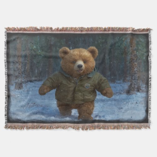 Exploring Teddy Bear Art for Kids Throw Blanket