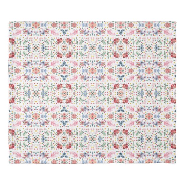 Exploring the Elegance of Blue and Red Floral Wate Duvet Cover (Front)