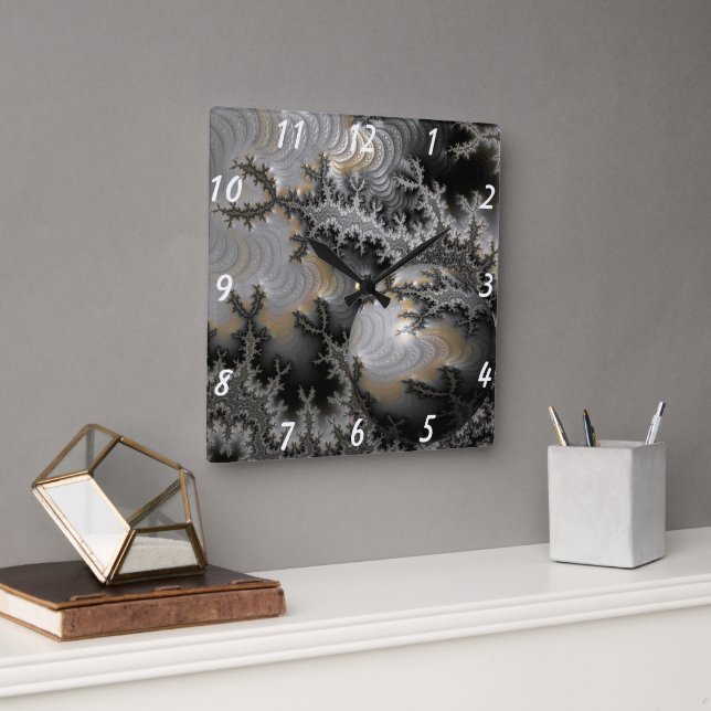 Exploring the Mandelbrot Realm Square Wall Clock (Office)