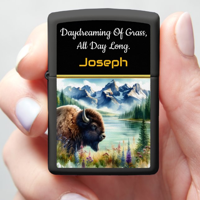 Exploring the Serene Landscape With Buffalo Bisons Zippo Lighter (In Hand)