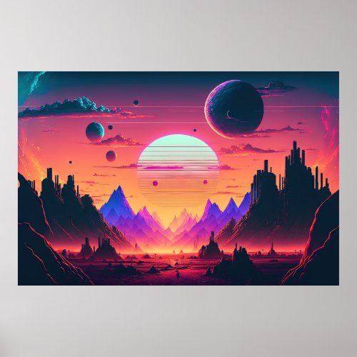 Exploring the Synthwave Landscape of a Distant Wor Poster