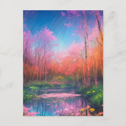Exploring the Whimsical Rainbow Forest Postcard