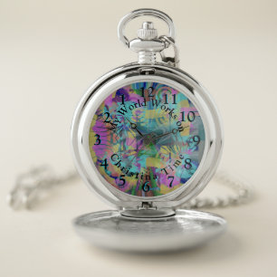 Explosion Backwards Pocket Watch with Your Message