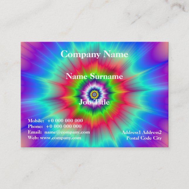 Explosion in Blue Red Green and Violet Business Card (Front)