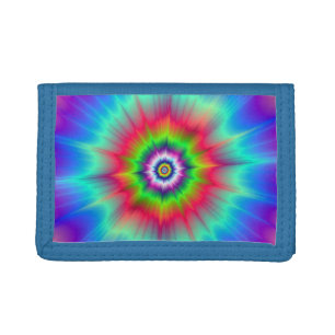 Explosion in Blue Red Green and Violet Tri-fold Wallet