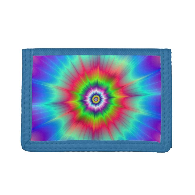 Explosion in Blue Red Green and Violet Tri-fold Wallet (Front)