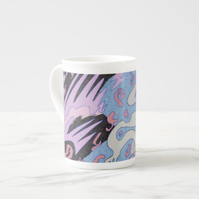 "Explosion in Space" Abstract Art Bone China Mug (Front Left)