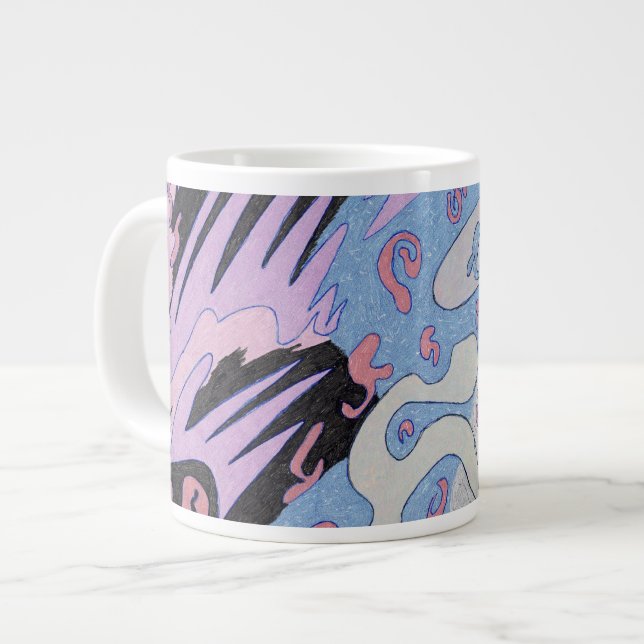 "Explosion in Space" Abstract Art Large Coffee Mug (Front Left)