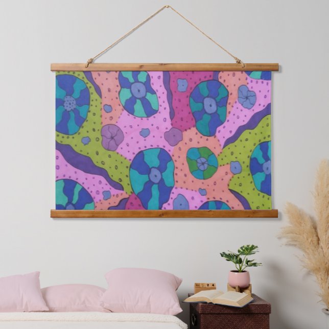 Explosion of Color Abstract Drawing Hanging Tapestry (Bedroom)