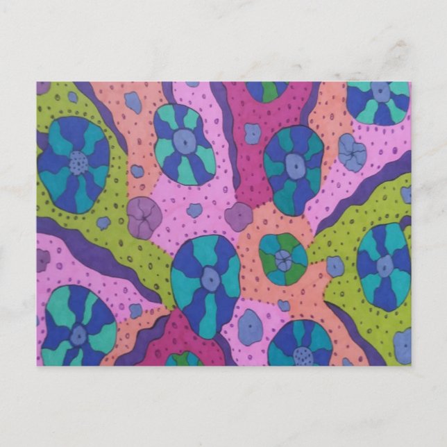 Explosion of Color Abstract Drawing  Postcard (Front)