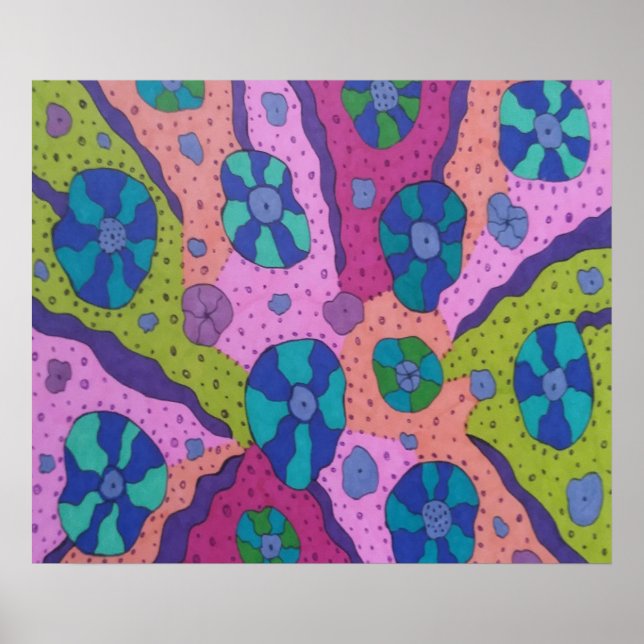 Explosion of Color Abstract Drawing Poster (Front)