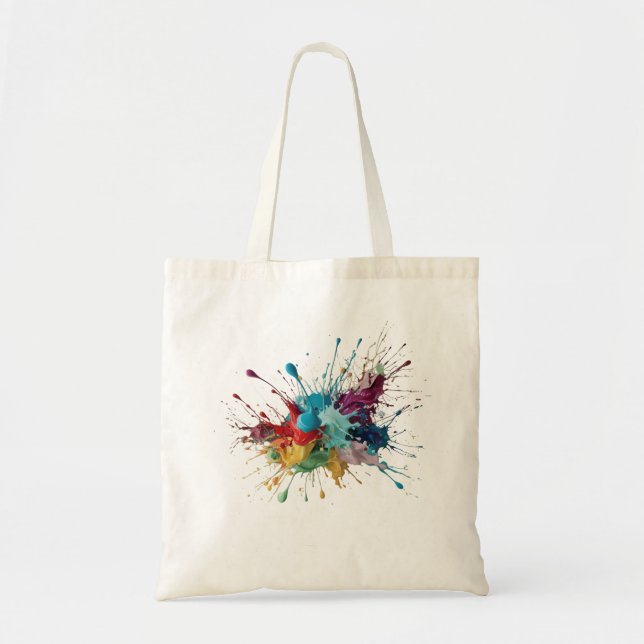 Explosion of Colors – Vibrant Abstract Multi- Tote Bag (Front)