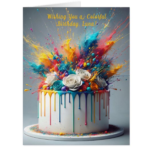 Explosion of Joy – Happy Birthday Cake Cards (Front)