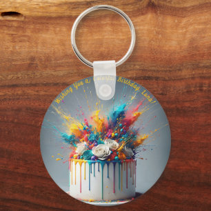 Explosion of Joy – Happy Birthday Cake Keychain