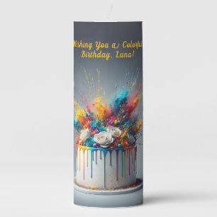 Explosion of Joy – Happy Birthday Cake Pillar Candle