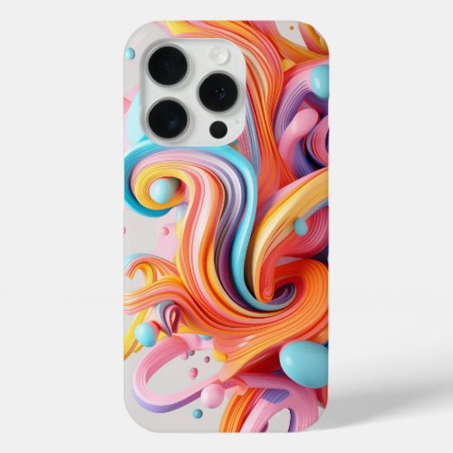 Explosion of pastel_colored forms iPhone 15 pro case