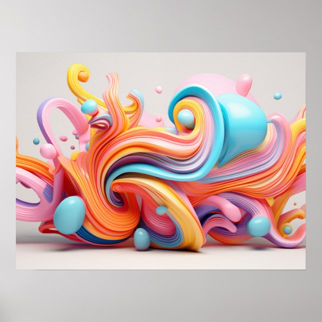 Explosion of pastel-colored forms poster (Front)