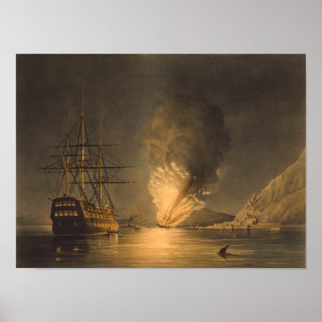 Explosion Of The USS Steam Frigate Missouri Poster (Front)