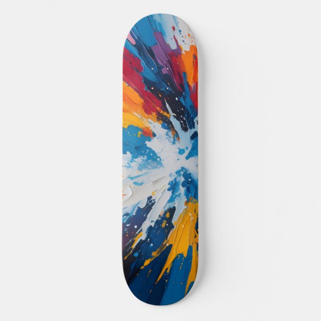 Explosive Abstract Skateboard Deck – Vibrant Color (Front)