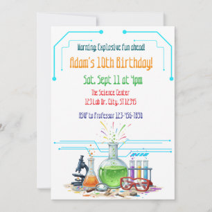 Explosive Fun Science Lab Birthday Invitation
