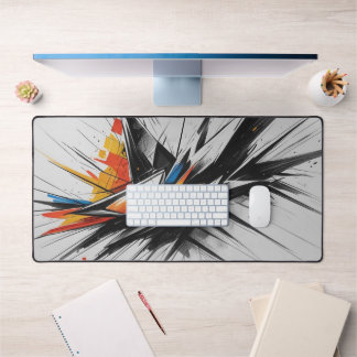 Explosive Geometry: A Burst of Abstract Energy Desk Mat