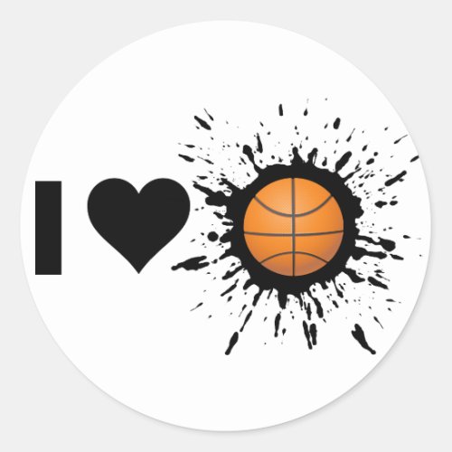 Explosive I Love Basketball Classic Round Sticker