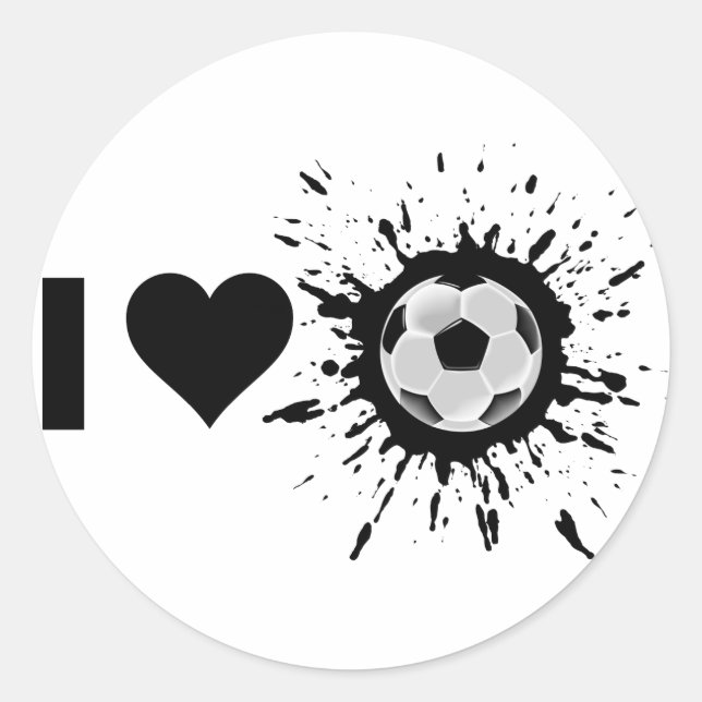 Explosive I Love Soccer Classic Round Sticker (Front)