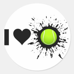 Explosive I Love Tennis Classic Round Sticker