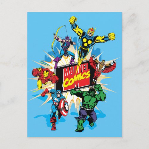 Explosive Marvel Comics Heroes Postcard