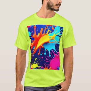 Explosive Neon Colors in Abstract Art T-Shirt
