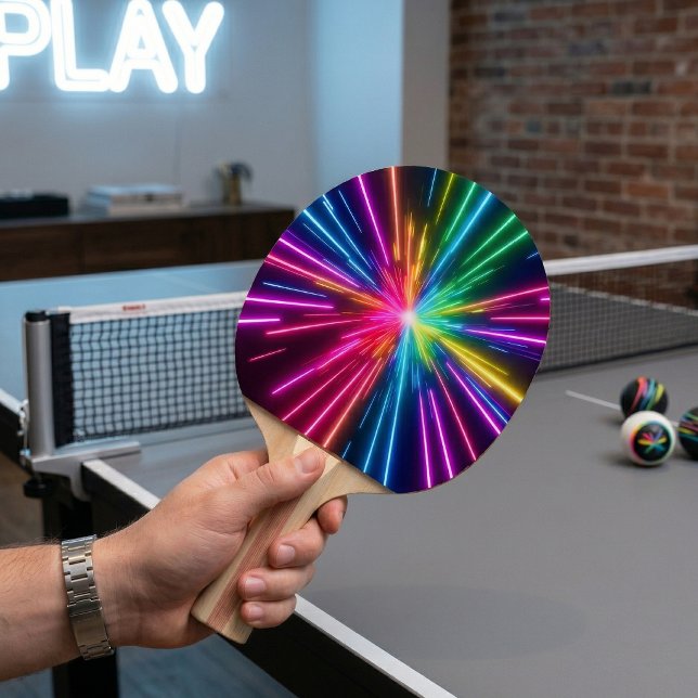 Explosive Neon Rainbow Starburst Ping Pong Paddle (Creator Uploaded)