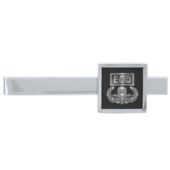 Explosive Ordnance Disposal Senior EOD  Silver Finish Tie Bar (Front)