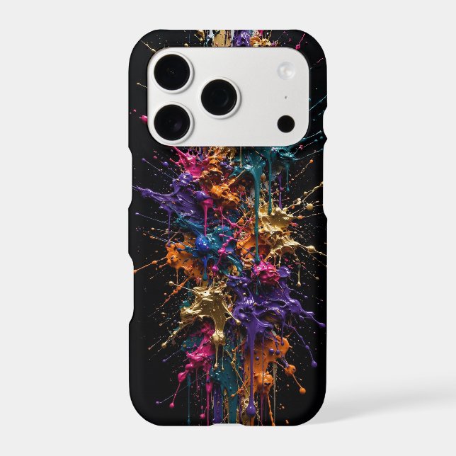 Explosive Paint Splash Column - Gold Teal Magenta  Iphone Case (Back)