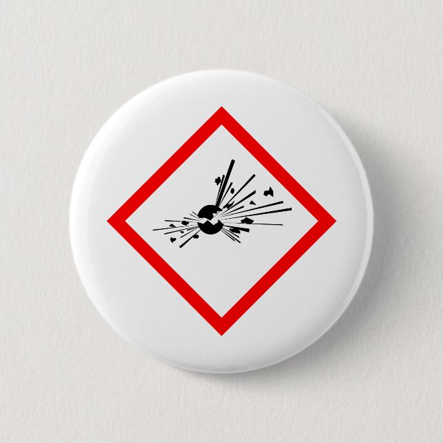 Explosive Warning Sign Pinback Button (Front)